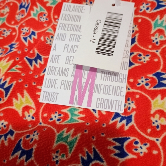 Lularoe Cassie Pencil Midi Skirt Medium Orange Print Geometric Retro Stretch - Picture 3 of 7